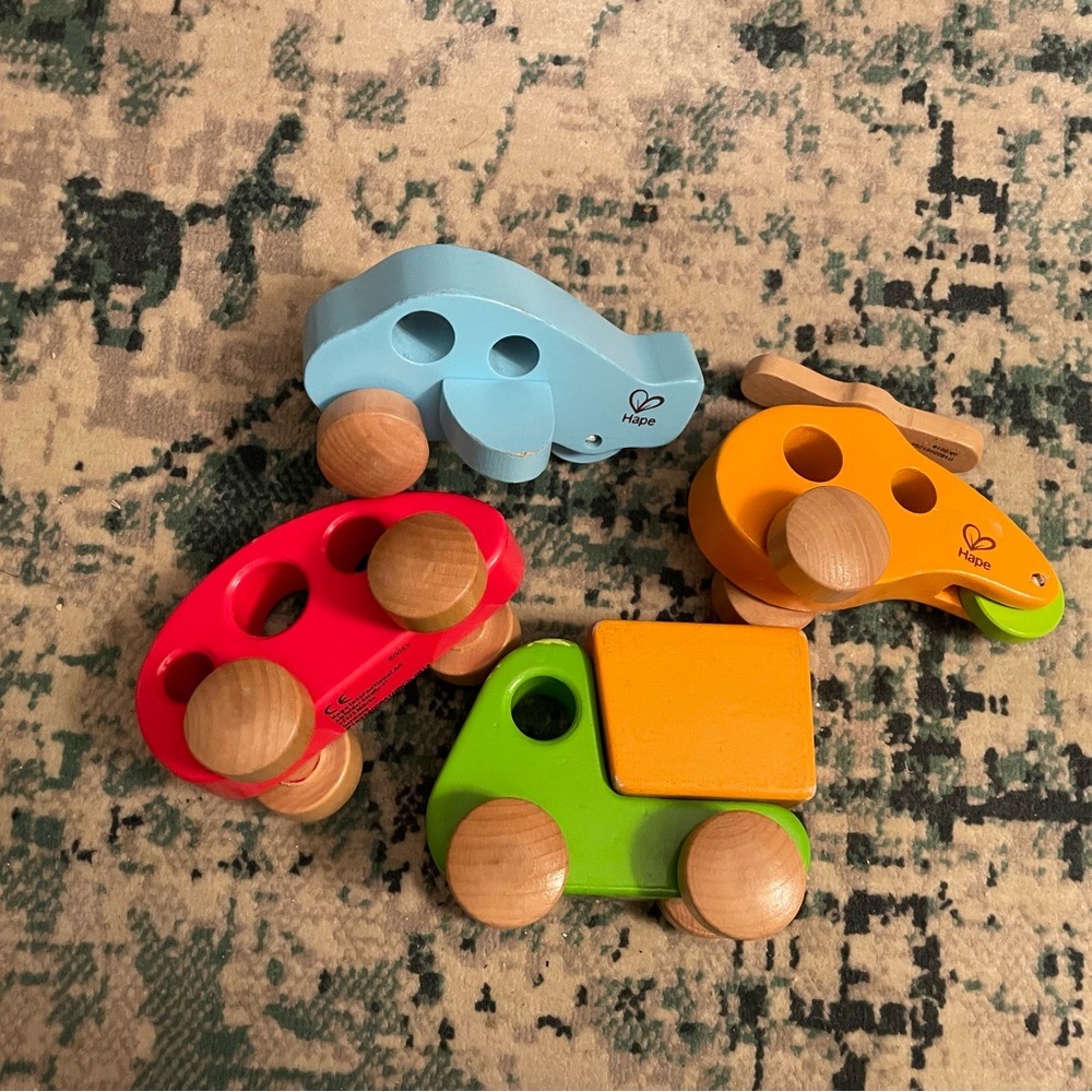 Hape Colorful Wooden Toy Vehicles Set
